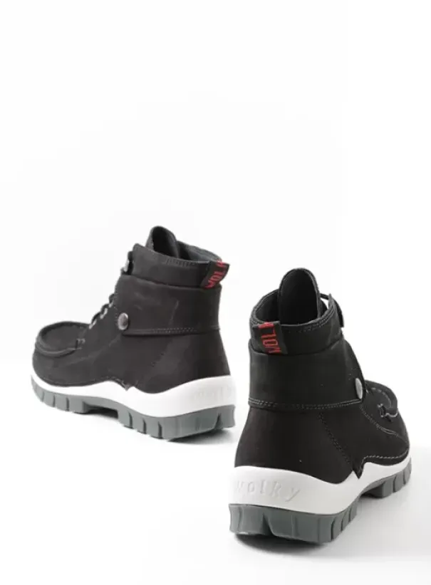 Hielspoor|Veterschoenen|Wolky Jump zwart grijsgroen nubuck