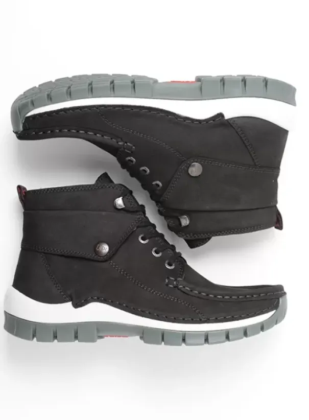 Hielspoor|Veterschoenen|Wolky Jump zwart grijsgroen nubuck