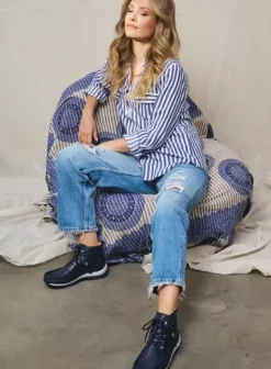 Veterschoenen|Wolky Jump Summer denim leer