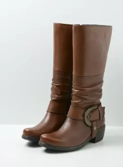 Laarzen|Wolky La Banda cognac leer