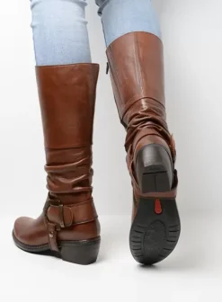 Laarzen|Wolky La Banda cognac leer