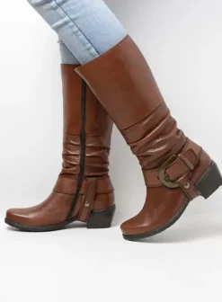 Laarzen|Wolky La Banda cognac leer