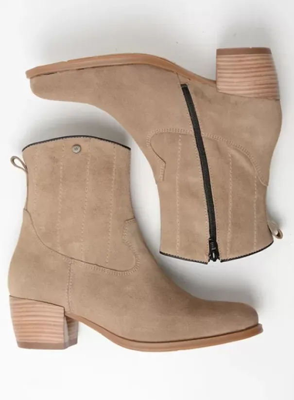 Enkellaarsjes|Laarzen|Wolky Lubbock taupe zomer suede