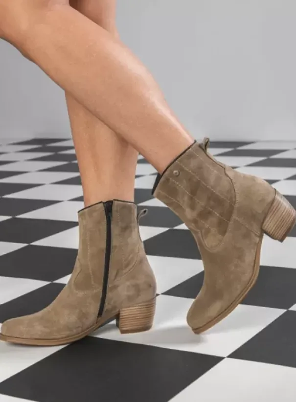 Enkellaarsjes|Laarzen|Wolky Lubbock taupe zomer suede