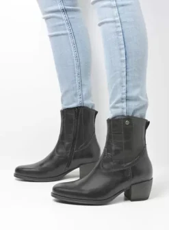 Enkellaarsjes|Laarzen|Wolky Lubbock zwart leer