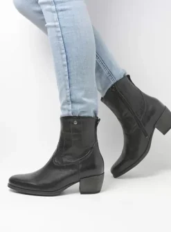 Enkellaarsjes|Laarzen|Wolky Lubbock zwart leer