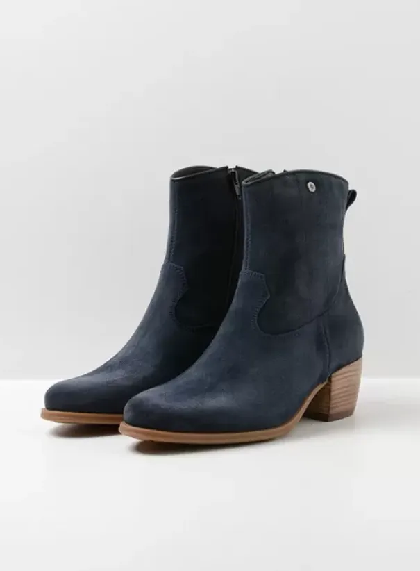 Enkellaarsjes|Laarzen|Wolky Lubbock blauw zomer suede