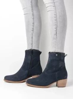Enkellaarsjes|Laarzen|Wolky Lubbock blauw zomer suede