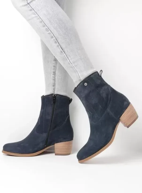 Enkellaarsjes|Laarzen|Wolky Lubbock blauw zomer suede