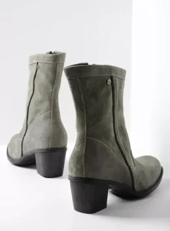 Enkellaarsjes|Laarzen|Wolky Mallow grijsgroen suede