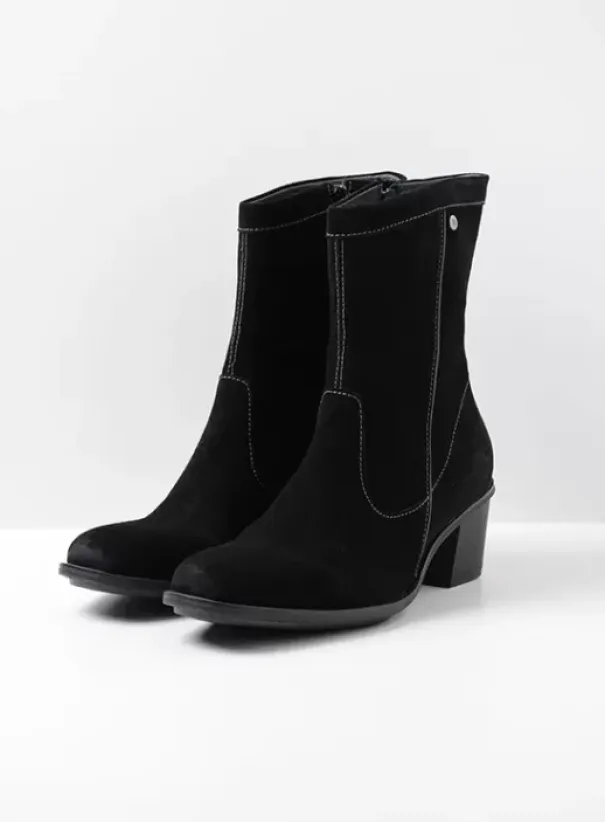 Enkellaarsjes|Laarzen|Wolky Mallow zwart suede