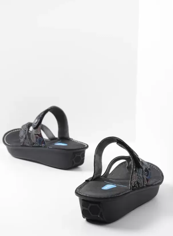 Slippers|Voorjaar/zomer|Wolky Martinique zwart/blauw suede