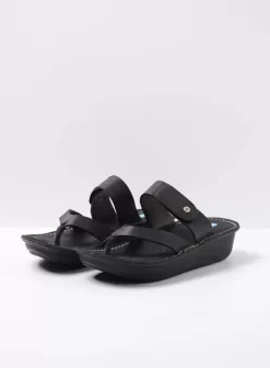 Slippers|Wolky Martinique zwart leer