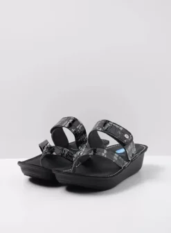 Slippers|Voorjaar/zomer|Wolky Martinique antraciet crocolook lakleer