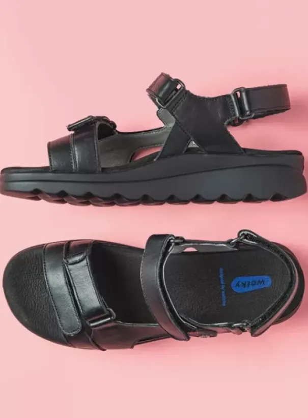 Sandalen|Voorjaar/zomer|Wolky Mile zwart leer