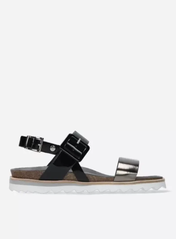 Sandalen|Wolky Minori zwart/brons lak
