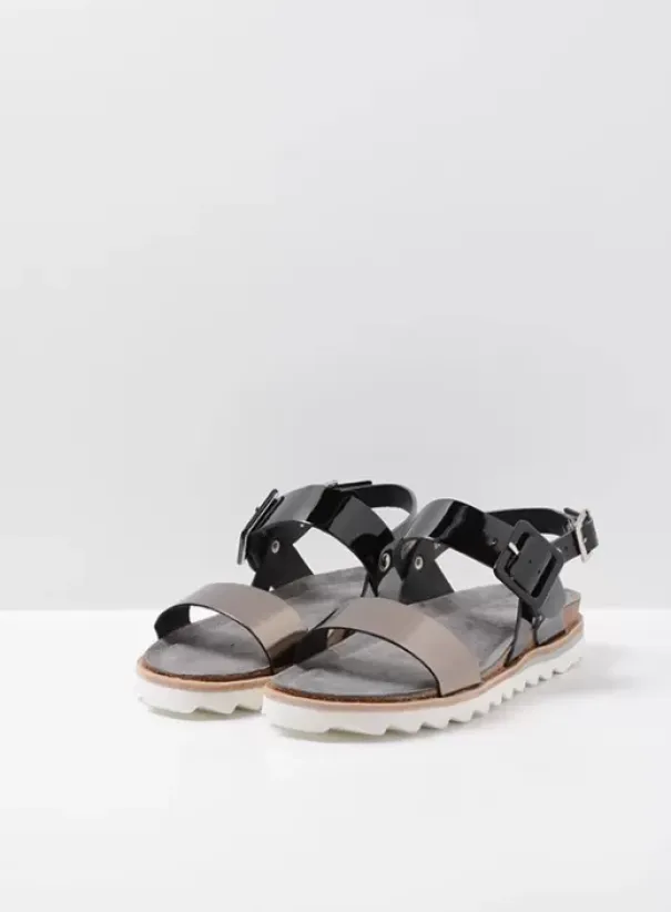 Sandalen|Wolky Minori zwart/brons lak