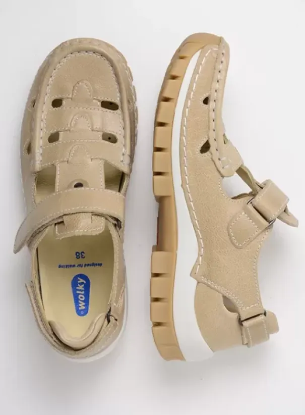 Bandschoenen|Voorjaar/zomer|Wolky Move beige leer