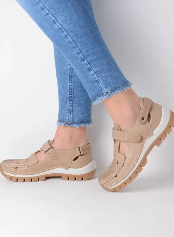 Bandschoenen|Voorjaar/zomer|Wolky Move beige leer