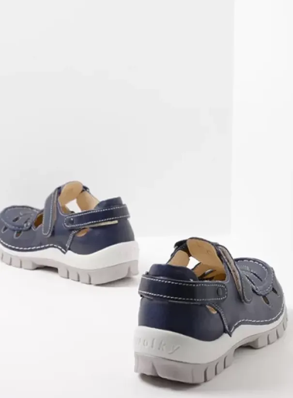 Bandschoenen|Wolky Move blauw zomer leer