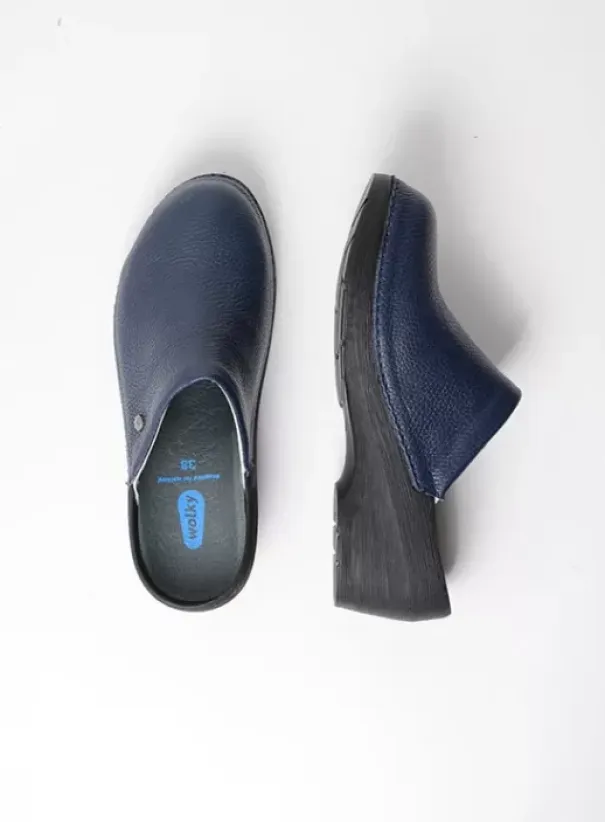 Klompen|Voorjaar/zomer|Wolky Multi Clog blauw leer