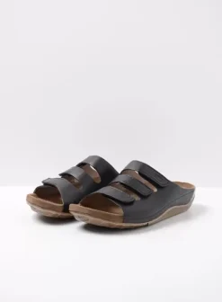 Volle voeten|Slippers|Wolky Nomad zwart geolied leer