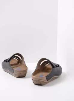 Volle voeten|Slippers|Wolky Nomad zwart geolied leer