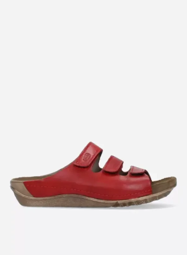 Volle voeten|Slippers|Wolky Nomad rood geolied leer