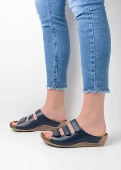 Volle voeten|Slippers|Wolky Nomad blauw leer