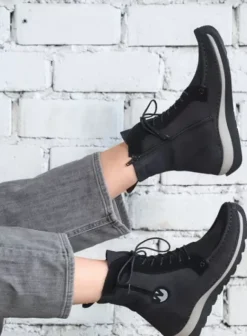 Laarzen|Veterschoenen|Wolky Ocean zwart nubuck