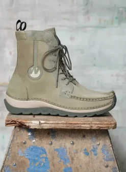 Laarzen|Veterschoenen|Wolky Ocean grijsgroen nubuck