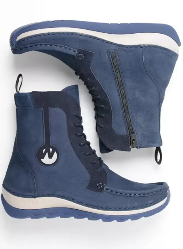 Laarzen|Veterschoenen|Wolky Ocean denim nubuck