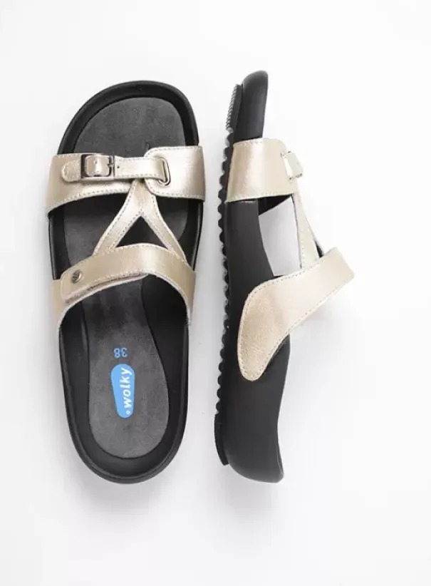 Slippers|Voorjaar/zomer|Wolky O'Connor goud leer