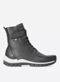 Laarzen|Veterschoenen|Wolky Reach zwart/wit leer