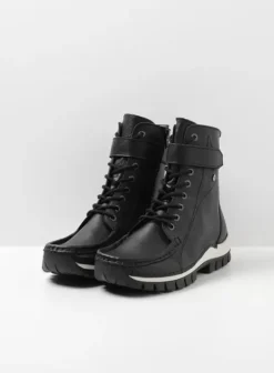 Laarzen|Veterschoenen|Wolky Reach zwart/wit leer