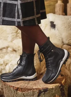 Laarzen|Veterschoenen|Wolky Reach zwart/wit leer