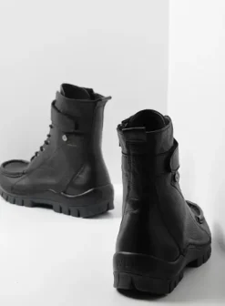 Laarzen|Veterschoenen|Wolky Reach zwart leer