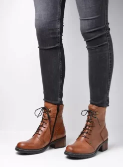 Biker boots|Laarzen|Wolky Red Deer cognac leer
