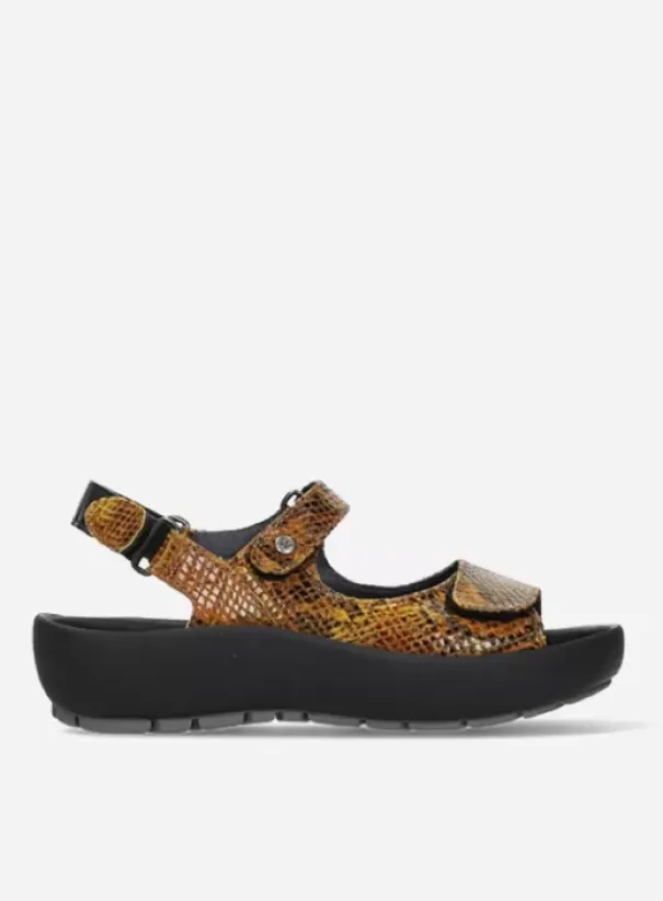 Sandalen|Wolky Rio oker snake print leer