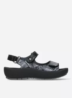 Sandalen|Wolky Rio zwart snake print leer