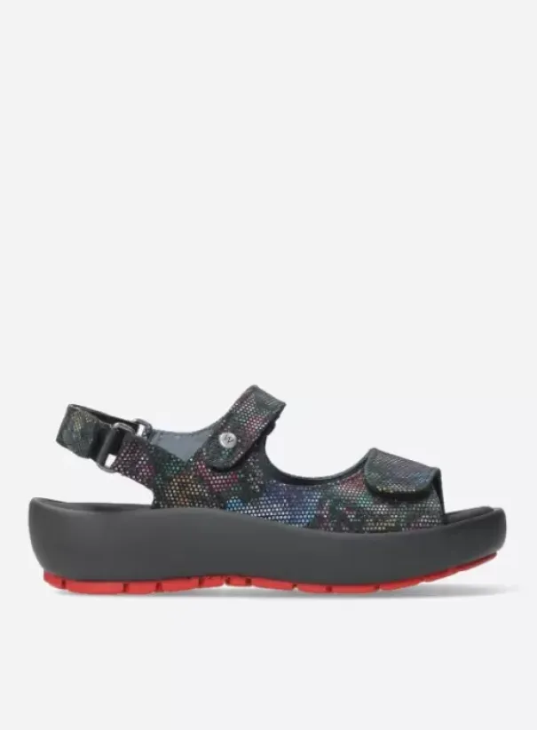 Sandalen|Wolky Rio flower zwart