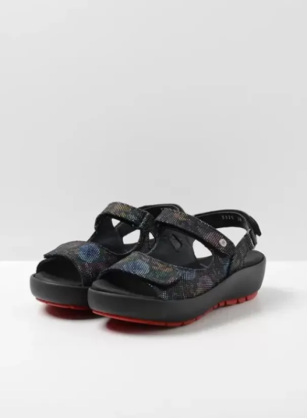 Sandalen|Wolky Rio flower zwart