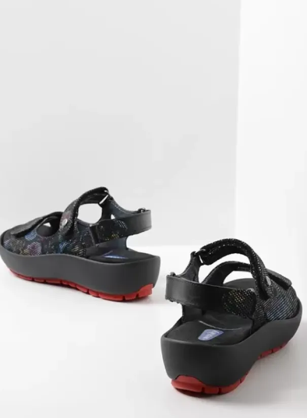 Sandalen|Wolky Rio flower zwart