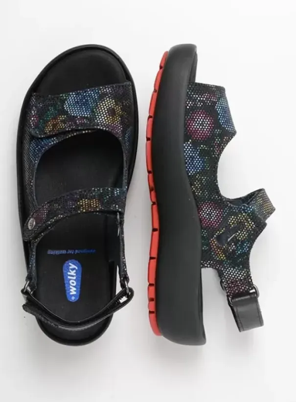Sandalen|Wolky Rio flower zwart