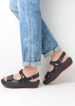 Sandalen|Wolky Rio flower zwart