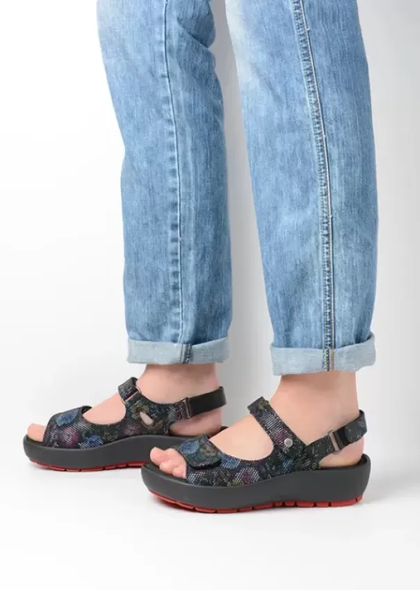 Sandalen|Wolky Rio flower zwart