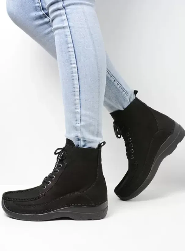 Veterschoenen|Wolky Roll Boot zwart nubuck