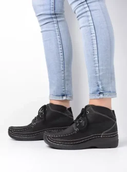 Hielspoor|Veterschoenen|Wolky Roll Shoot zwart nubuck
