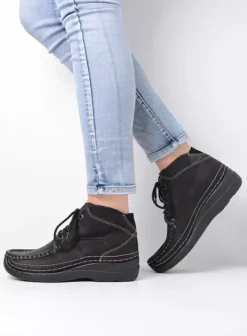 Hielspoor|Veterschoenen|Wolky Roll Shoot zwart nubuck