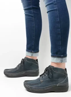 Hielspoor|Veterschoenen|Wolky Roll Shoot blauw nubuck
